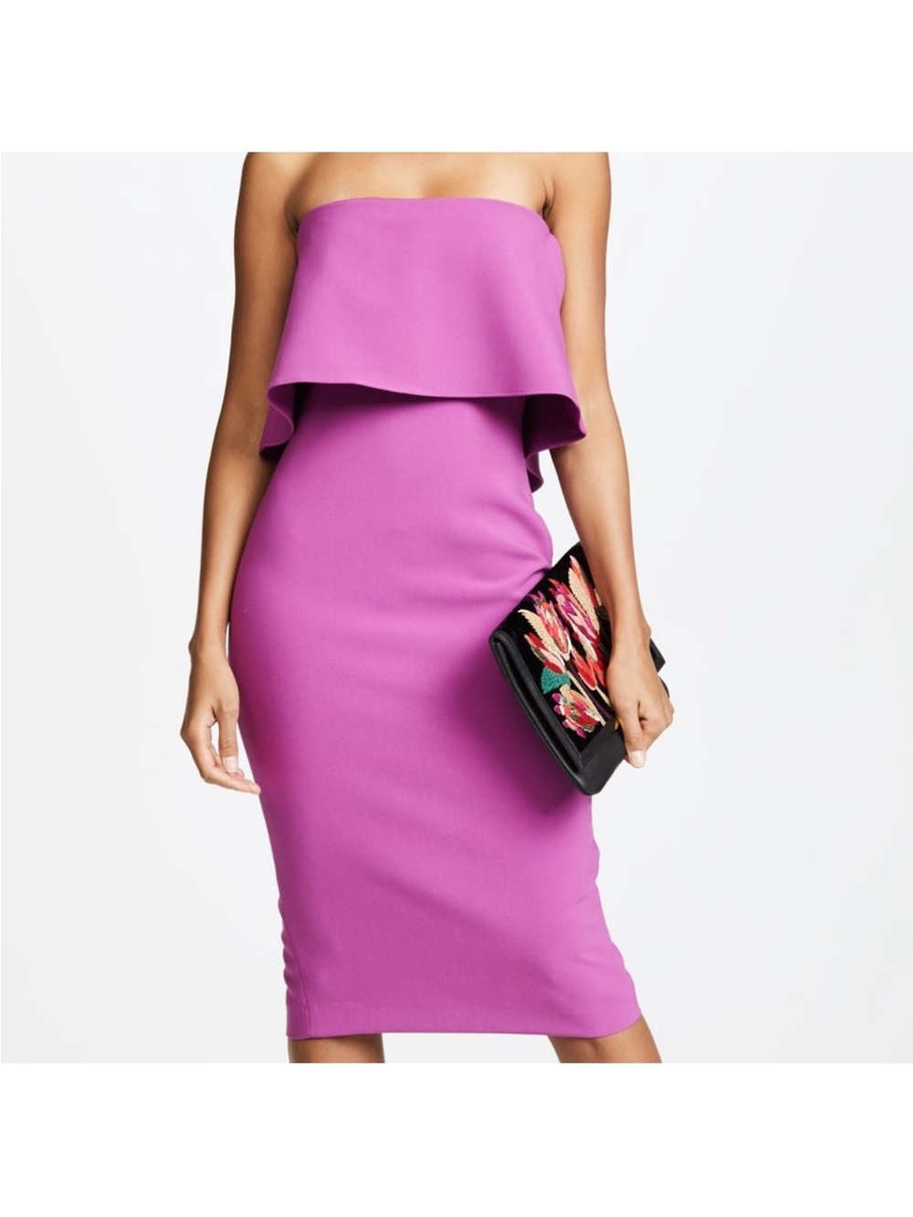 Likely Strapless Fuchsia Midi Dress